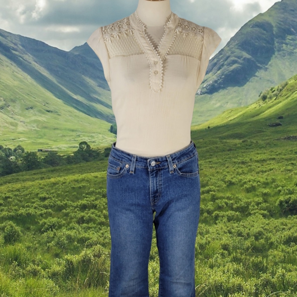 Semi- Sheer Lace Miss Daisy Top